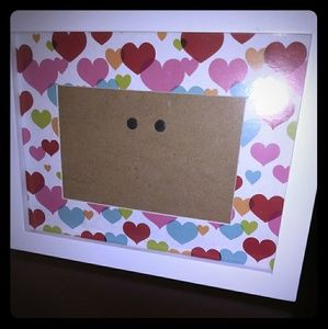 Matted white and multi colored heart picture frame